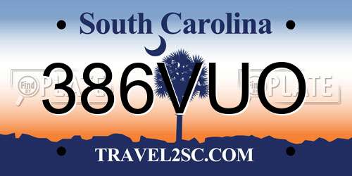 386VUO South Carolina License Plate