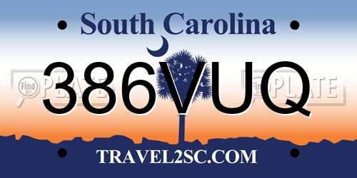 386VUQ South Carolina License Plate