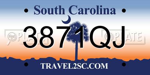 3871QJ South Carolina License Plate