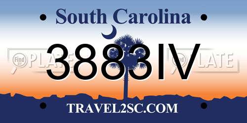 3883IV South Carolina License Plate