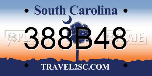 388B48 South Carolina License Plate