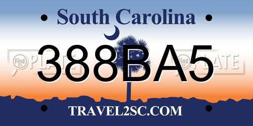 388BA5 South Carolina License Plate