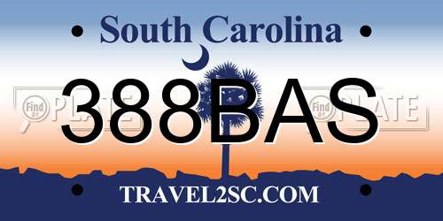 388BAS South Carolina License Plate