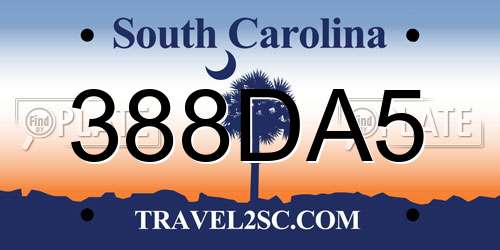 388DA5 South Carolina License Plate