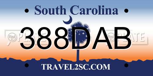388DAB South Carolina License Plate