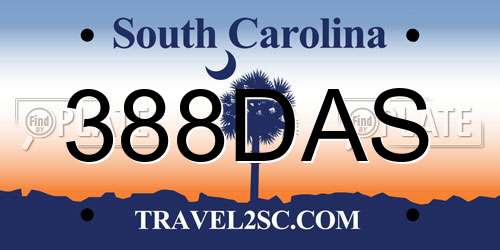 388DAS South Carolina License Plate