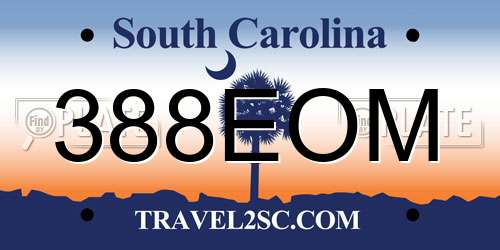 388EOM South Carolina License Plate