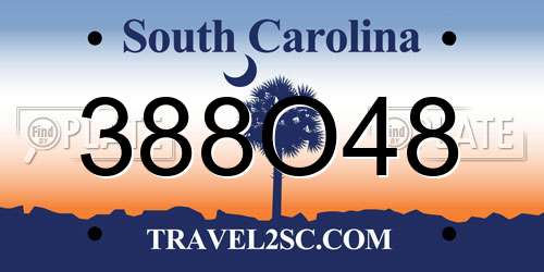388O48 South Carolina License Plate