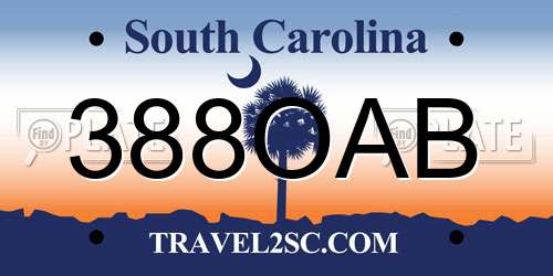 388OAB South Carolina License Plate
