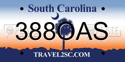 388OAS South Carolina License Plate