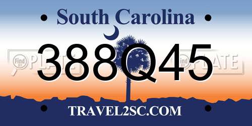 388Q45 South Carolina License Plate
