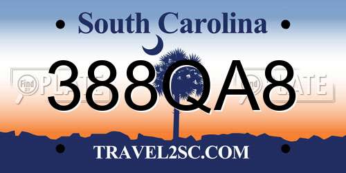 388QA8 South Carolina License Plate