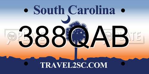 388QAB South Carolina License Plate