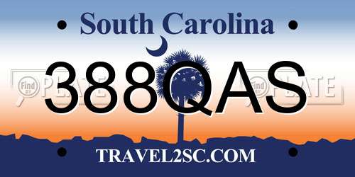 388QAS South Carolina License Plate