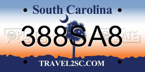 388SA8 South Carolina License Plate