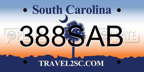 388SAB South Carolina License Plate