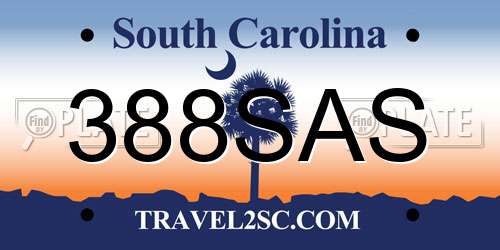 388SAS South Carolina License Plate