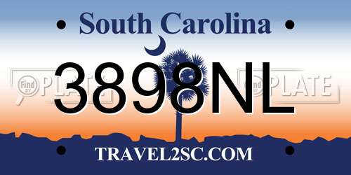 3898NL South Carolina License Plate