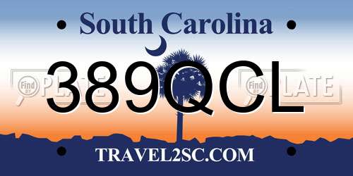 389QCL South Carolina License Plate