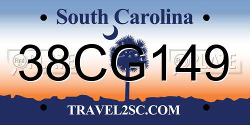 38CG149 South Carolina License Plate