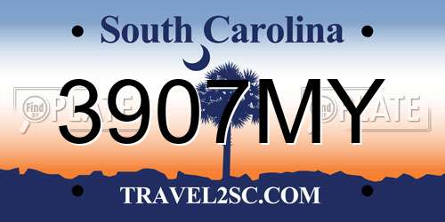3907MY South Carolina License Plate