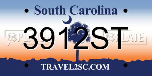 3912ST South Carolina License Plate