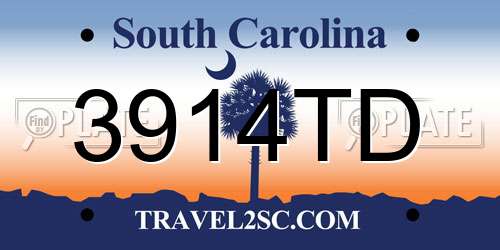 3914TD South Carolina License Plate