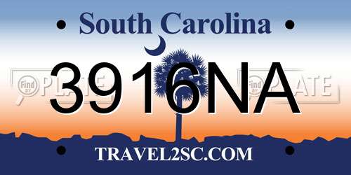 3916NA South Carolina License Plate