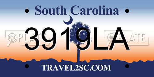 3919LA South Carolina License Plate