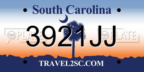 3921JJ South Carolina License Plate