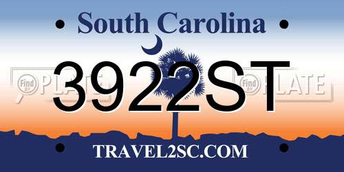 3922ST South Carolina License Plate