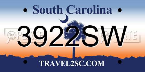 3922SW South Carolina License Plate