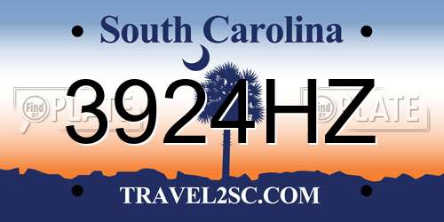 3924HZ South Carolina License Plate