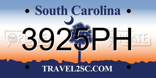 3925PH South Carolina License Plate