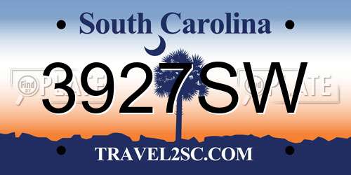 3927SW South Carolina License Plate