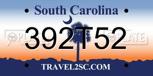 392T52 South Carolina License Plate