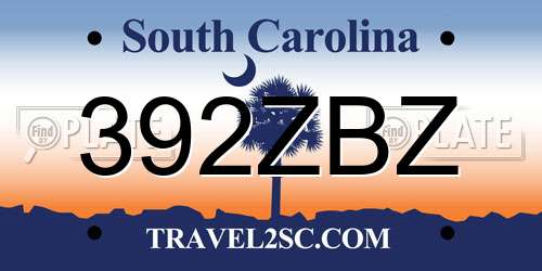 392ZBZ South Carolina License Plate