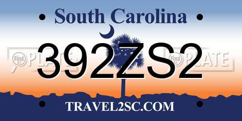 392ZS2 South Carolina License Plate