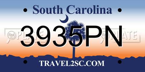 3935PN South Carolina License Plate