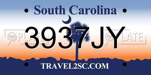 3937JY South Carolina License Plate