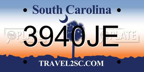 3940JE South Carolina License Plate