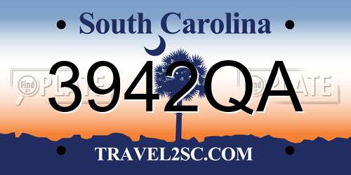 3942QA South Carolina License Plate