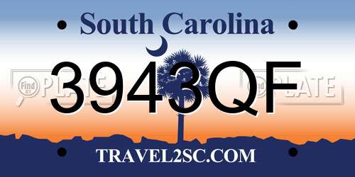 3943QF South Carolina License Plate