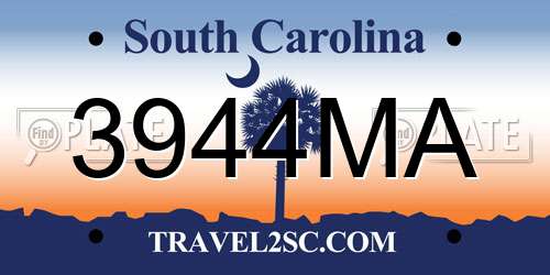 3944MA South Carolina License Plate