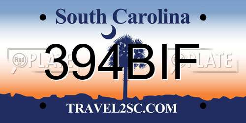 394BIF South Carolina License Plate