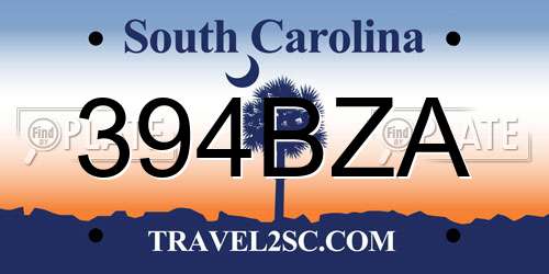 394BZA South Carolina License Plate