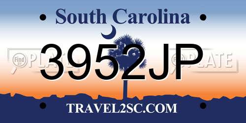 3952JP South Carolina License Plate