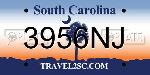 3956NJ South Carolina License Plate