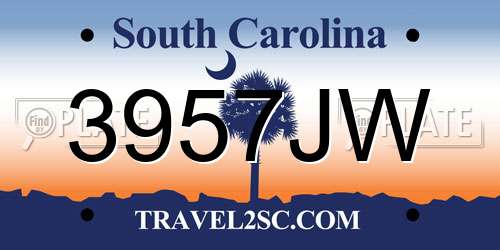3957JW South Carolina License Plate