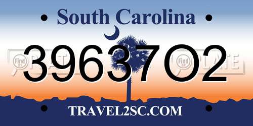 39637O2 South Carolina License Plate